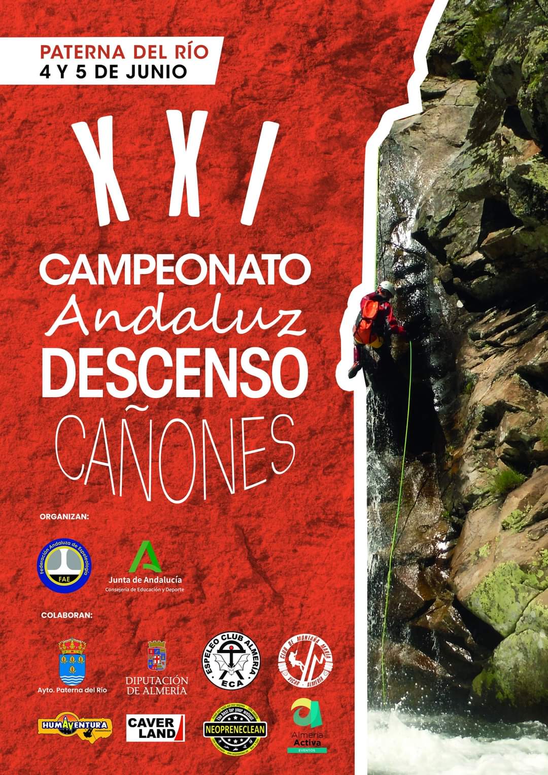 cartel anunciador Campeonato de Descenso de cañones 2022 en Paterna del Río